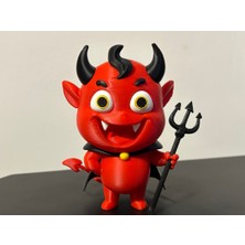 3D Baskı Zamanı Şirin Şeytan Figürü - 3D Yazıcı Kırmızı Iblis Biblo - Asalı ve Pelerinli Özel Tasarım