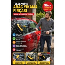 Toyfest Teleskopik Araç Yıkama Fırçası 96 cm Mikrofiber Oto Temizlik Fırçası Jant Cam Tavan
