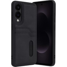 LTG Nova Galaxy S25 Edge Sara Kartvizitli Deri Kılıf - Siyah