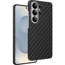 Keephone Samsung Galaxy S26 Ultra Kılıf Meltalik Lens Çerçeveli Kevlar Robin Magsafe Case - Siyah