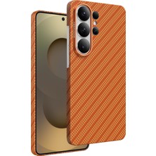Keephone Samsung Galaxy S26 Ultra Kılıf Meltalik Lens Çerçeveli Kevlar Robin Magsafe Case - Turuncu
