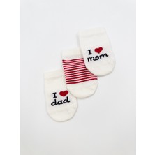 Karamila 3’lü Bebek Patik Çorap / Yenidoğan Mom Dad Çorap Organik Penye