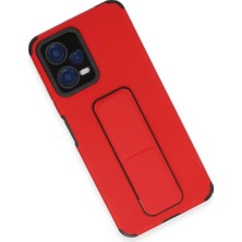 LTG Nova Poco X5 5g Kılıf Mega Standlı Silikon - Kırmızı