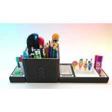 3D Baskı Zamanı Modern Masaüstü Organizer - Çok Fonksiyonlu Ofis ve Kırtasiye Düzenleyici (Siyah/beyaz)