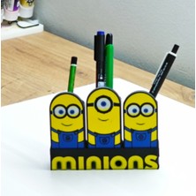 3D Baskı Zamanı Minions Tasarımlı Neşeli Masaüstü Kalemlik - Sevimli Karakterler Ofis Organizeri