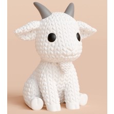 3D Baskı Zamanı Örgü Dokulu Sevimli Keçi Figürü - 3D Yazıcı Tasarım Beyaz Biblo