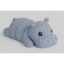 3D Baskı Zamanı Mafsallı Örgü Dokulu Su Aygırı - Hareketli 3D Yazıcı Tasarım Gri Biblo