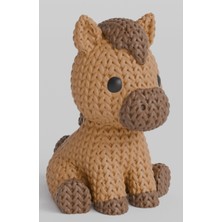 3D Baskı Zamanı Örgü Dokulu Sevimli At Figürü - 3D Yazıcı Tasarım Kahverengi Biblo