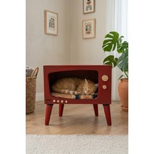 HunCar Cosmoss Dekoratif Ahşap Tv Kedi Evi Retro Purple Red