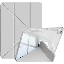 Coverzone Samsung Galaxy Tab S10 Fe Plus ile Uyumlu Kılıfı SM-X620 Kalem Koyma Bölmeli Ultra Koruma Antişok Yatay Dikey Şekillerde Stand Seçeneği Uyku Modlu New Attractive Smart Cover Kılıf Gri