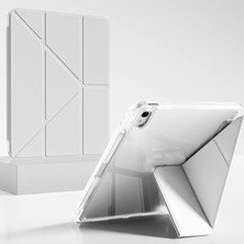 Coverzone iPad Air 11 M3 Için Kılıf A3267 11 Inç (2025) ile Uyumlu Kalem Koyma Bölmeli Ultra Koruma Antişok Yatay Dikey Şekillerde Stand Seçeneği Uyku Modlu New Attractive Smart Cover Kılıf Beyaz