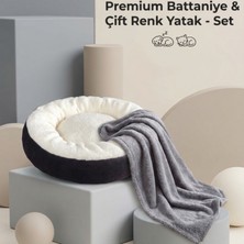 Brt Pet Yumuşak Dokulu Kedi Köpek Yatağı ve Premium Battaniye Seti - Konforlu Peluş Uyku Takımı