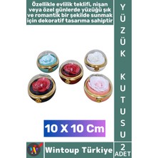 Wintoup #takıkutusu Evli Çift Sevgililer Günü Yıldönümü Evlilik Nişan Romantik Kubbe Gül Yüzük Kutusu 2 Adet
