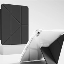 Coverzone iPad Air 11 M3 Için Kılıf A3267 11 Inç (2025) ile Uyumlu Kalem Koyma Bölmeli Ultra Koruma Antişok Yatay Dikey Şekillerde Stand Seçeneği Uyku Modlu New Attractive Smart Cover Kılıf Siyah