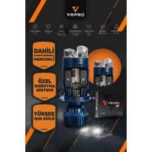 Poyraz Market H4 Platinum Mercekli LED Far Ampulü 12V Çift Fazlı Uzun Kısa Fanlı Beyaz Işık