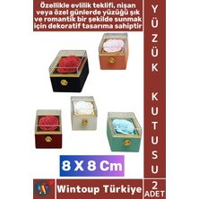 Wintoup #takıkutusu Evli Çift Sevgililer Günü Yıldönümü Evlilik Nişan Romantik Kare Gül Yüzük Kutusu 2 Adet