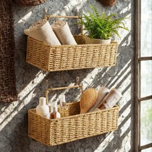 Hakan Living 2'li Duvar Tipi Rattan mutfak Banyo Ev Içi Organizer