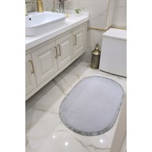 Özgürce Gri Oval Yumuşak Dokulu Peluş Dekoratif Halı, Şık ve Konforlu Tasarım