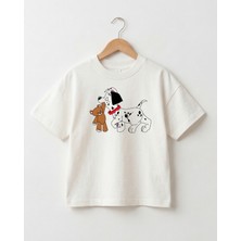 Babytex Sevimli Köpek Baskılı Unisex Oversize Tişört – %100 Pamuk Çocuk Tişört