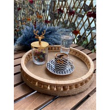 Özgürce Ahşap Hasır Dekoratif Sepet, Mutfak Sunum ve Dekorasyon Için 27 cm