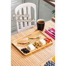 Özgürce 6 Bölmeli Ahşap Bambu Kahvaltı Sunum Tabağı, Çerezlik, 33X22CM