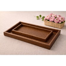Özgürce Bambu Ikili Tepsi Seti, Servis ve Sunum Için Zarif Tasarım 20X30 & 35X25 cm