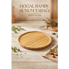Özgürce Bambu Yuvarlak Servis Tabağı, Sunum Seti 20X20 Cm, Şık ve Doğal Tasarım