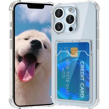 Powerfox iPhone 14 Pro Max Uyumlu Köşeleri Çıkıntılı Kartlıklı Şeffaf Kılıf