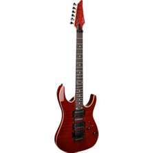 Guson Modern Superstrat Hsh Fr Tremolo Elektro Gitar (Flame Top - Crimson)