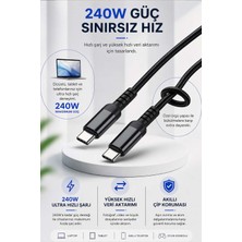 FaroxTech 240W Usb-C To Usb-C Hızlı Şarj Kablosu Pd Destekli Süper Hızlı Veri ve Şarj Kablosu Type-C Kablo