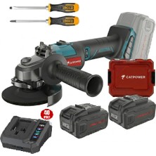 Kayasan CATPOWER4432 Kömürsüz Akülü Avuç Taşlama 150 mm Li-Ion 40V +( 4.0 Ah Akü 2 Adet)+(Hızlı Şarj Cihazı) Düz Yıldız Tornavida