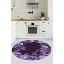 Özgürce Renkli Kaymaz Tabanlı Yuvarlak Mutfak Halısı, Dijital Baskı Tasarımı