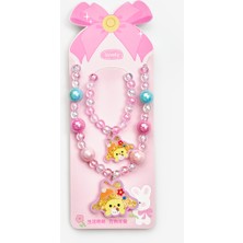 Le Mabelle Pembe Pompomourin Figürlü Kız Çocuk Kolye ve Bileklik Set