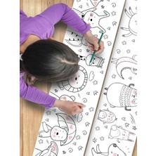 Esa Kids Okul Öncesi 2+ Yaş Için Sevimli Hayvanlar Temalı Dev Çizim ve Boyama Rulosu