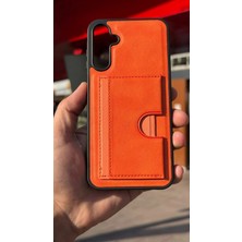 İzel Aksesuar Samsung Galaxy A15 Içi Kadife Kartlıklı Stantlı Kılıf