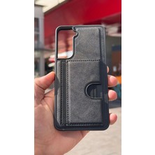 İzel Aksesuar Samsung Galaxy S21 Fe Içi Kadife Kartlıklı Stantlı Kılıf
