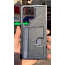 İzel Aksesuar Samsung Galaxy S24 Ultra Içi Kadife Kartlıklı Stantlı Kılıf