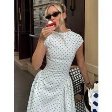 Arzu Has Butik Yeni Sezon Belden Bağlamalı Puantiyeli Elbise
