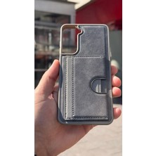 İzel Aksesuar Samsung Galaxy S21 Fe Içi Kadife Kartlıklı Stantlı Kılıf