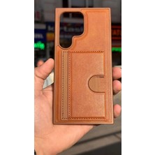 İzel Aksesuar Samsung Galaxy S24 Ultra Içi Kadife Kartlıklı Stantlı Kılıf