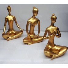 Özgürce Şık Üçlü Yoga Figürlü Tealight Dekoratif Set, Zarif Hediye Alternatifi
