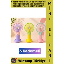Wintoup #vantilatör Kompakt Mini Çanta Boy Gündelik Seyahat Tipi Taşınabilir Hafif Sessiz Çalışma Ev Ofis Yaz Serinleme Şık Tasarım 3 Kademeli Şarjlı El Fanı Vantilatör