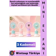 Wintoup #vantilatör Gündelik Çanta Boy Seyahat Tipi Kompakt Taşınabilir Hafif Sessiz Çalışma Ev Ofis Yaz Serinleme Anime Figürlü Şık Model 3 Kademeli Şarjlı Mini El Fanı Vantilatör