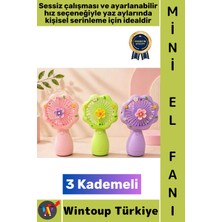 Wintoup #vantilatör Kompakt Taşınabilir Hafif Sessiz Çalışma Ev Ofis Seyahat Yaz Serinleme Sevimli Şık Renkli Çiçek Süslemeli 3 Kademeli Şarjlı Mini El Fanı Vantilatör