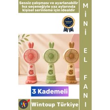 Wintoup #vantilatör Seyahat Tipi Kompakt Taşınabilir Hafif Sessiz Çalışma Ev Ofis Yaz Serinleme Şık Sevimli Tavşan Kulaklı 3 Kademeli Şarjlı Mini El Fanı Vantilatör