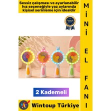 Wintoup #vantilatör Kompakt Hafif Sessiz Çalışma Ev Ofis Seyahat Serinleme Sevimli Şık Tasarım Renkli Işıklı Şarjlı 2 Kademeli Mini El Fanı Vantilatör