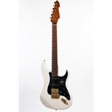 Peavey Raptor Lightning Bolt St 60TH Hss Stratocaster Elektro Gitar (Gold Hardware - Olympic White)