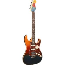 Guson Superstrat Hss Elektro Gitar Quilted Orange Blue Burst
