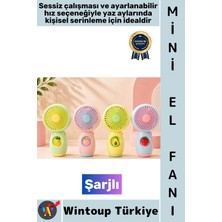 Wintoup #vantilatör Kompakt Taşınabilir Hafif Sessiz Çalışma Ev Ofis Seyahat Yaz Serinleme Sevimli Şık Meyve Detaylı Şarjlı Mini El Fanı Vantilatör