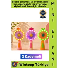 Wintoup #vantilatör Kompakt Taşınabilir Hafif Sessiz Çalışma Ev Ofis Seyahat Yaz Serinleme Sevimli Şık Tasarım Renkli Işıklı Şarjlı 2 Kademeli Mini El Fanı Vantilatör